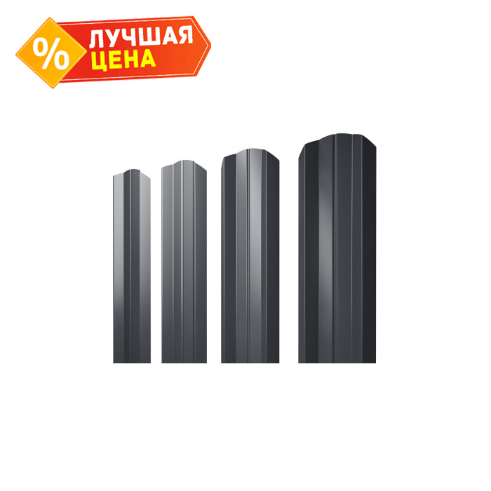 Штакетник М-образный А Grand Line 0,4 Полиэстер - double RAL7024 Мокрый Асфальт