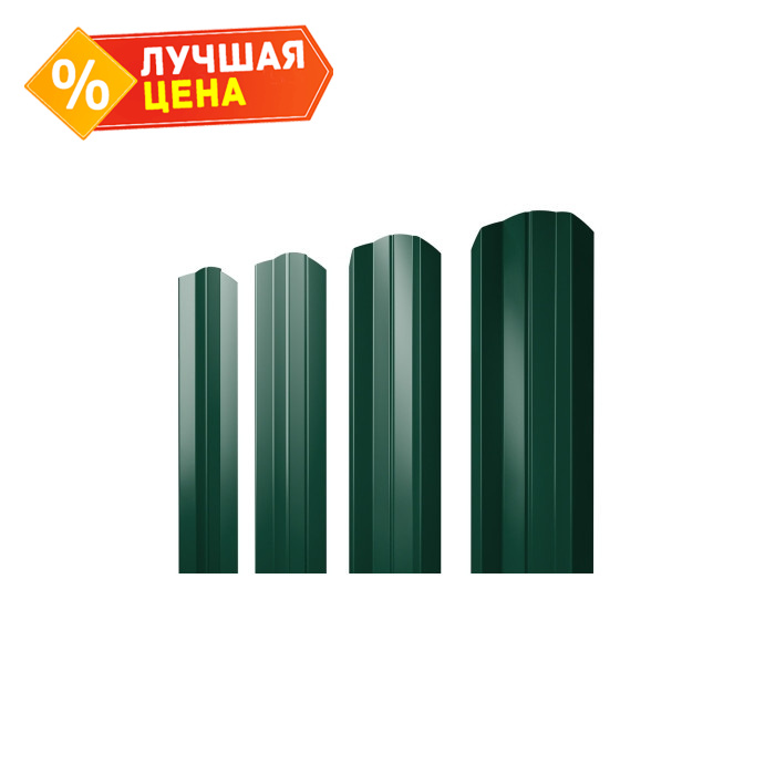 Металлический штакетник М-образный А фигурный Grand Line 0,4 Полиэстер RAL6005 Зеленый Мох