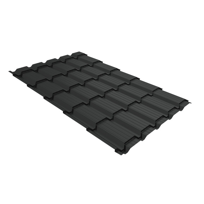 Металлочерепица Grand Line Верховье Quadro profi (Квадро Профи) 0,5 Drap TX RAL 7016 антрацитово-серый